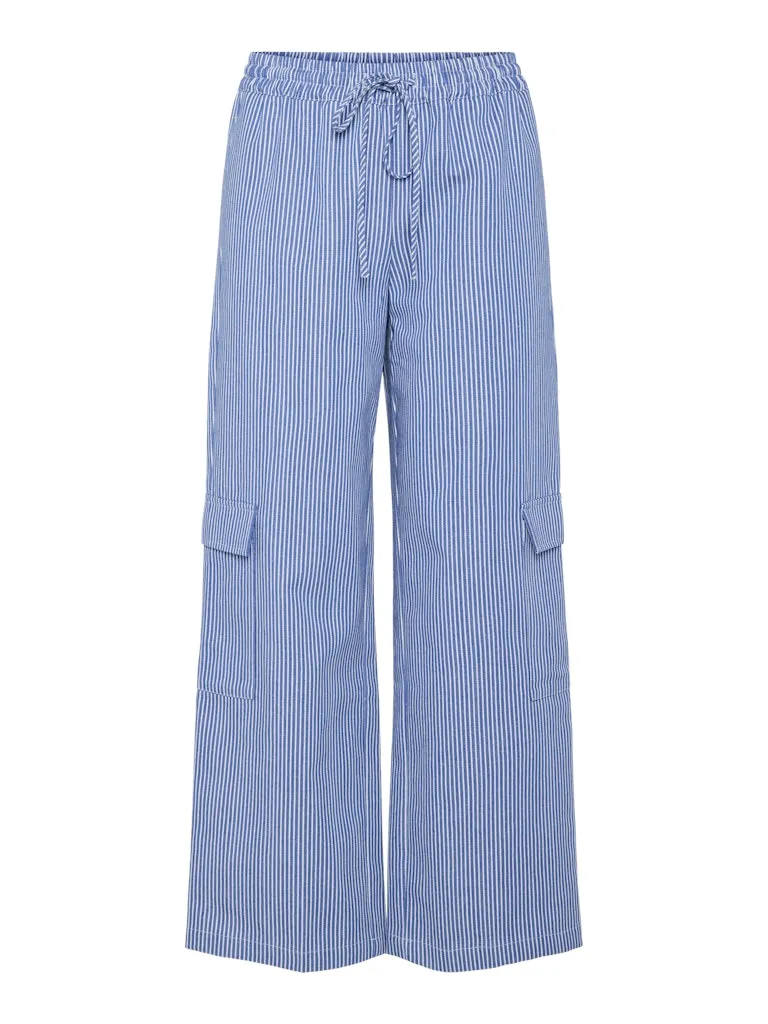 Jayla Mid Waist Pants Stripe Marina/ Bright White