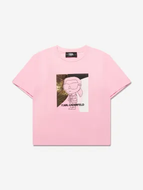 Karl Lagerfeld Girls Organic Cotton Karl Ikonik T-Shirt in Pink