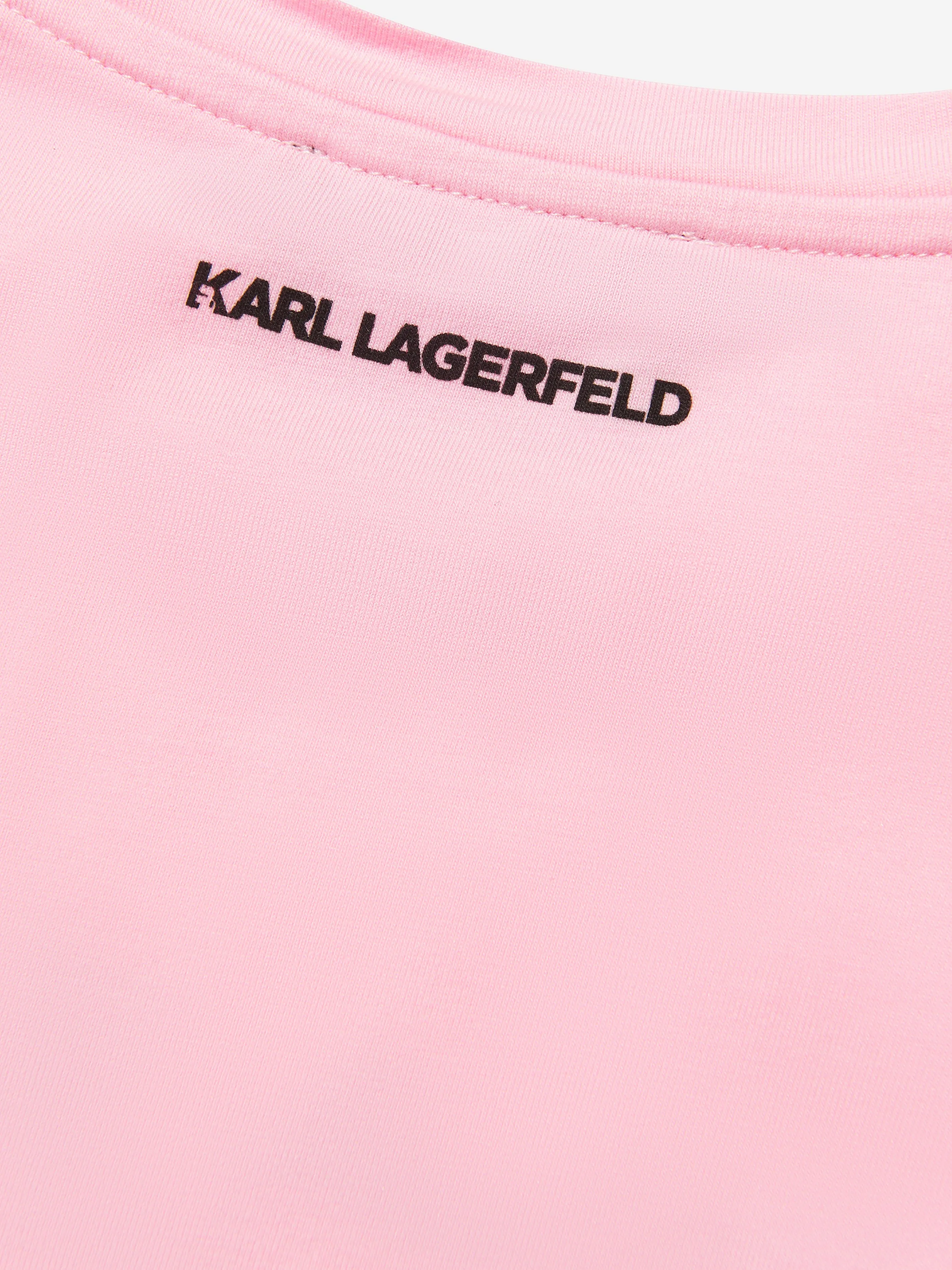 Karl Lagerfeld Girls Organic Cotton Karl Ikonik T-Shirt in Pink