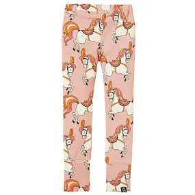 Kukukid Organic Cotton Leggings - Pale Pink Horses
