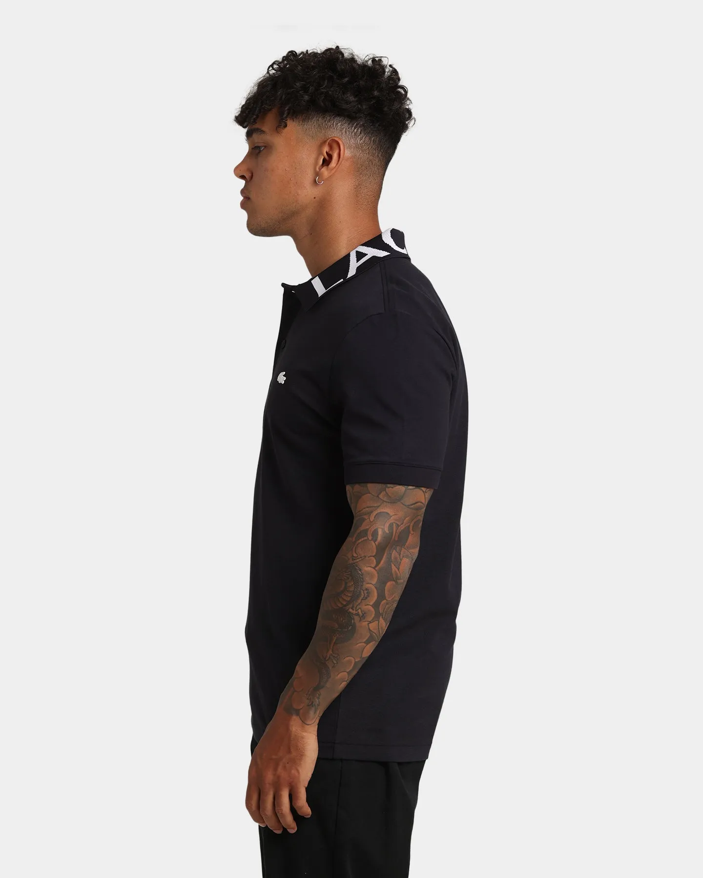 Lacoste Slim Fit Collar Wording Polo Shirt Abysm