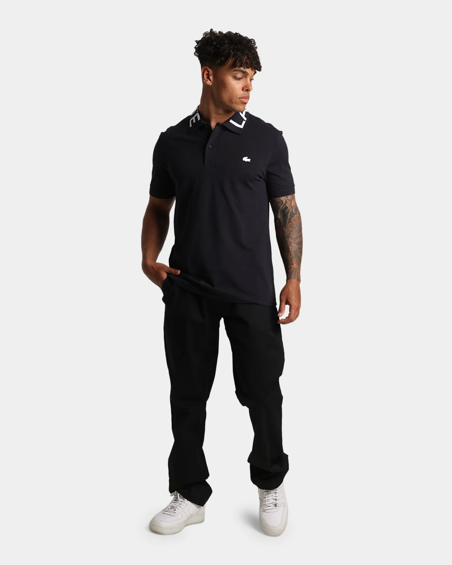Lacoste Slim Fit Collar Wording Polo Shirt Abysm