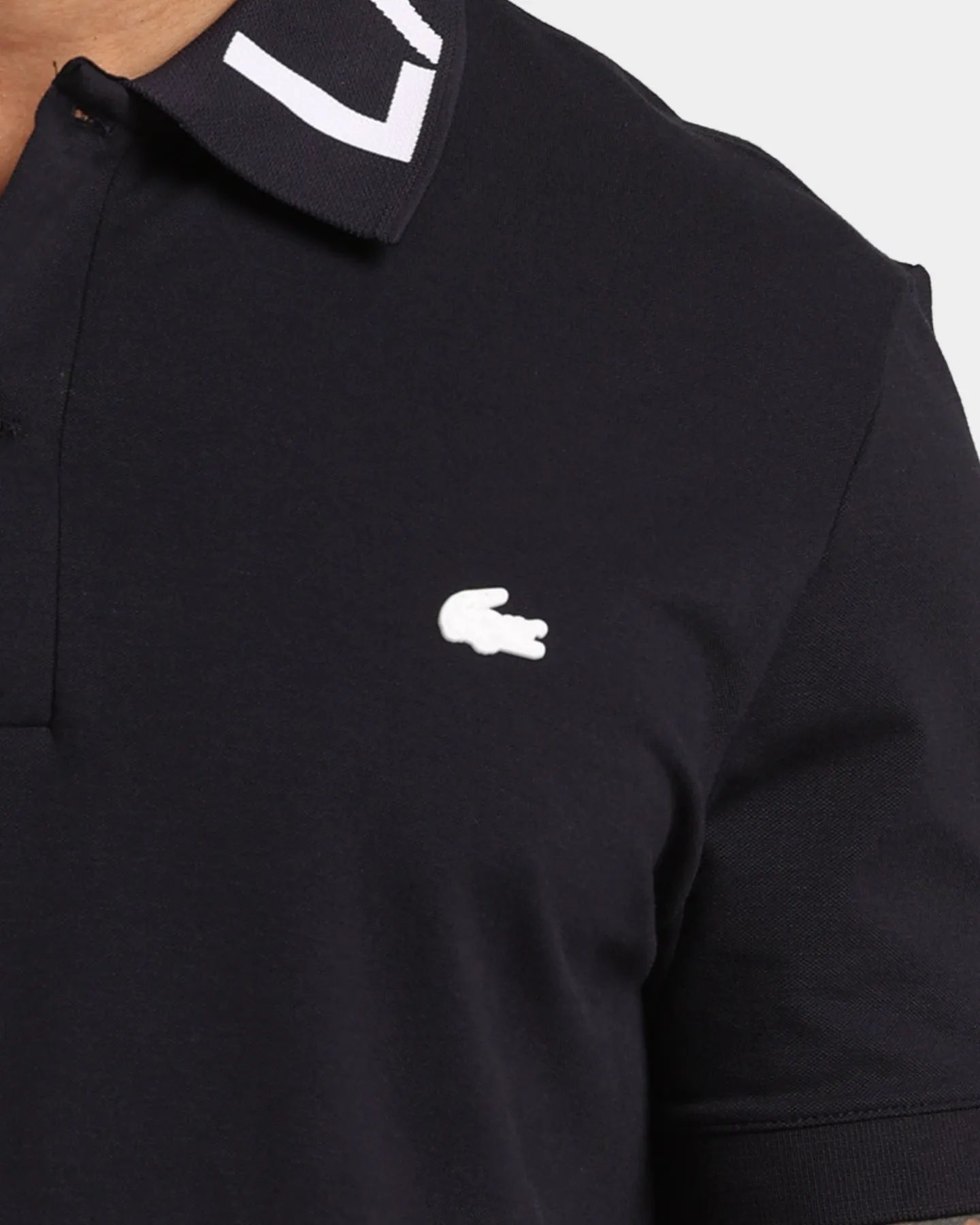 Lacoste Slim Fit Collar Wording Polo Shirt Abysm