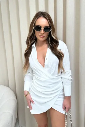 Laurie white button up shirt dress