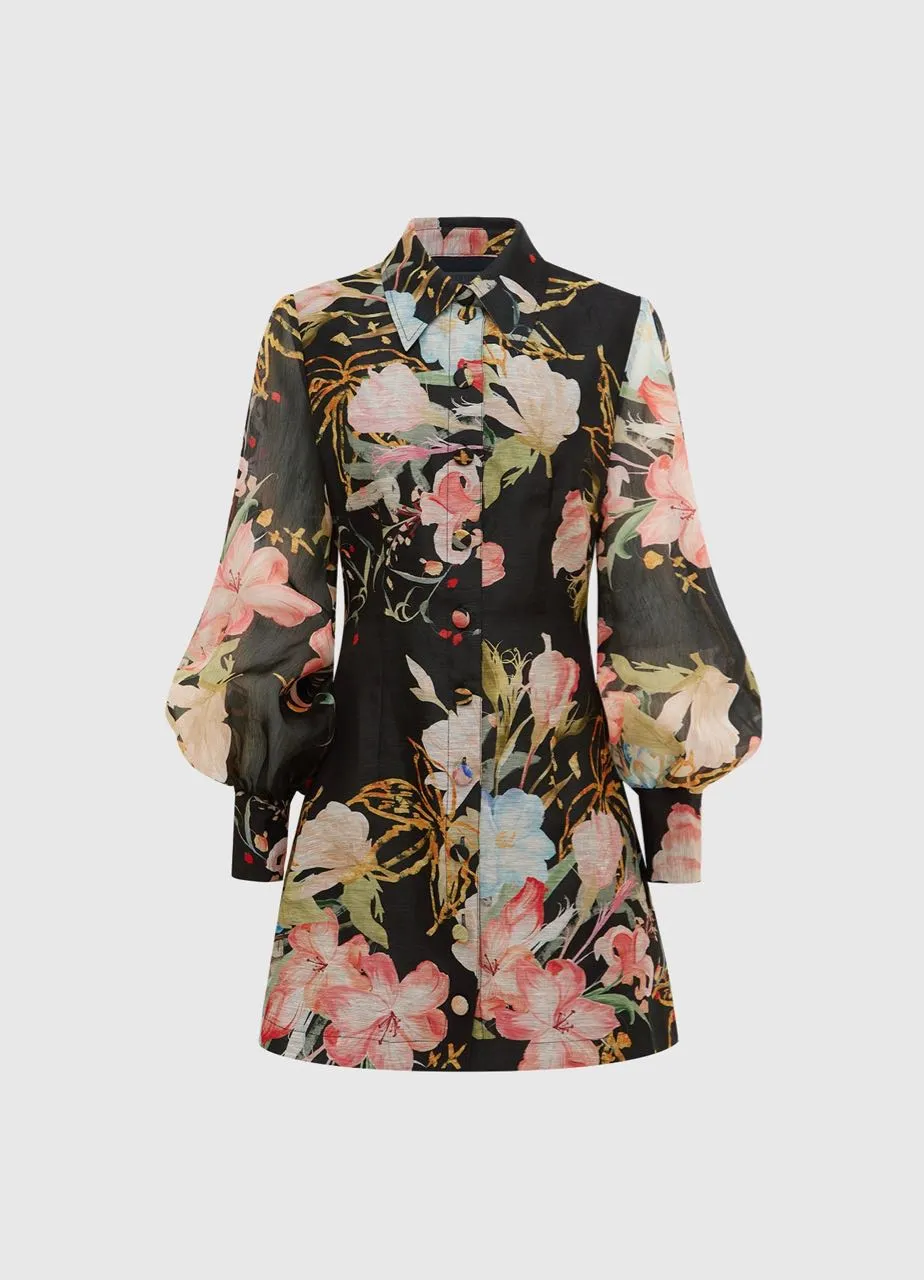 Leo Lin Luminous Silk Mini Dress - Opulent Print in Mystic
