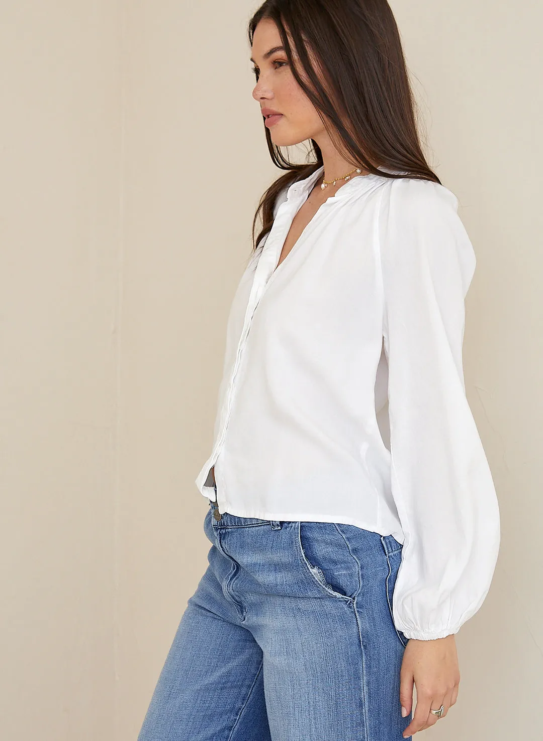 Long Sleeve Shirred Raglan Shirt