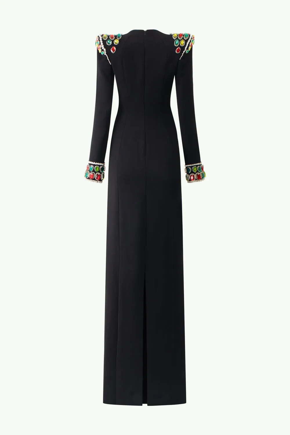 Long Sleeve Stone Embellished Shoulder Dress