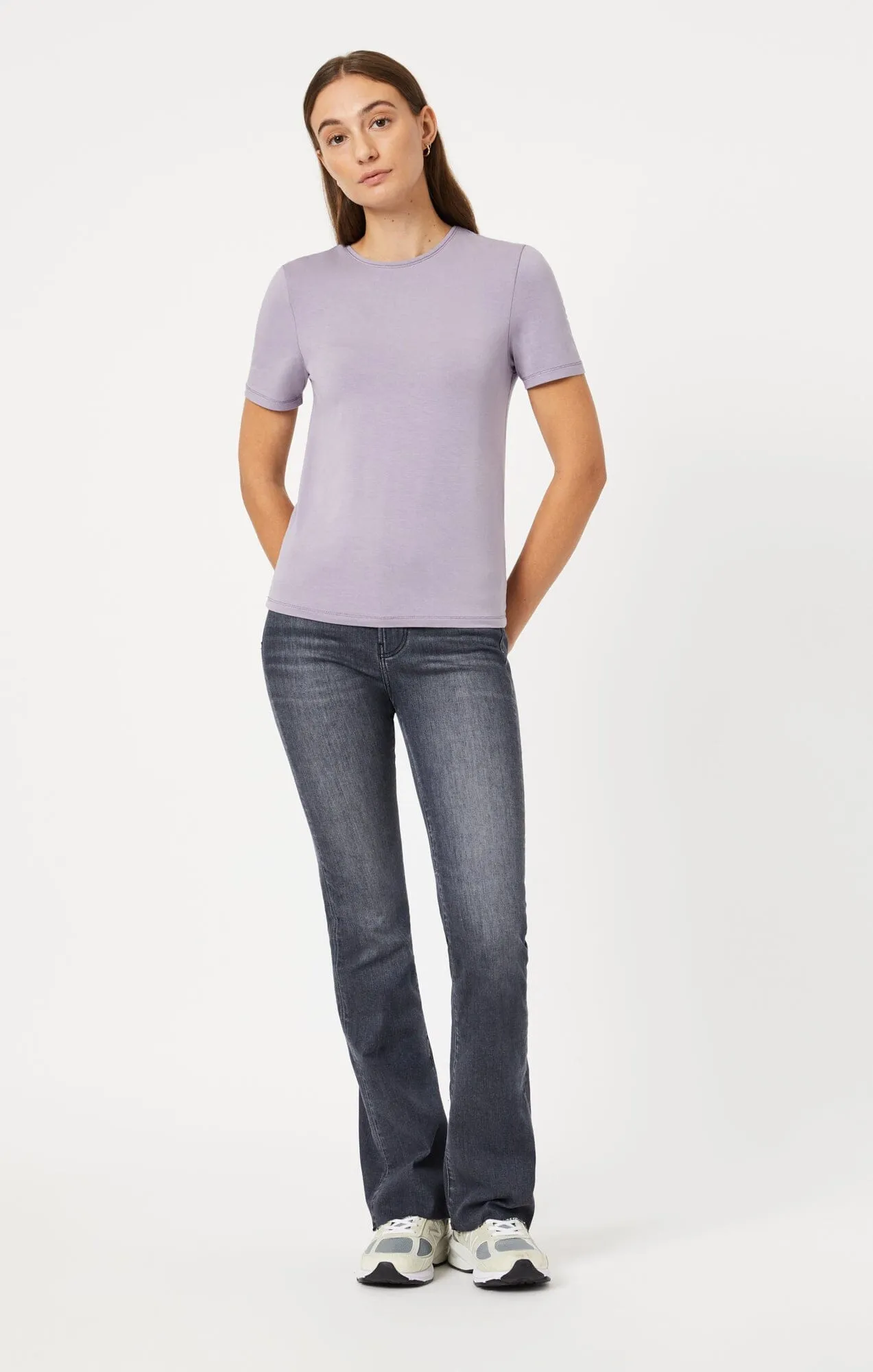 LUXE CREW NECK T-SHIRT IN LAVENDER GRAY