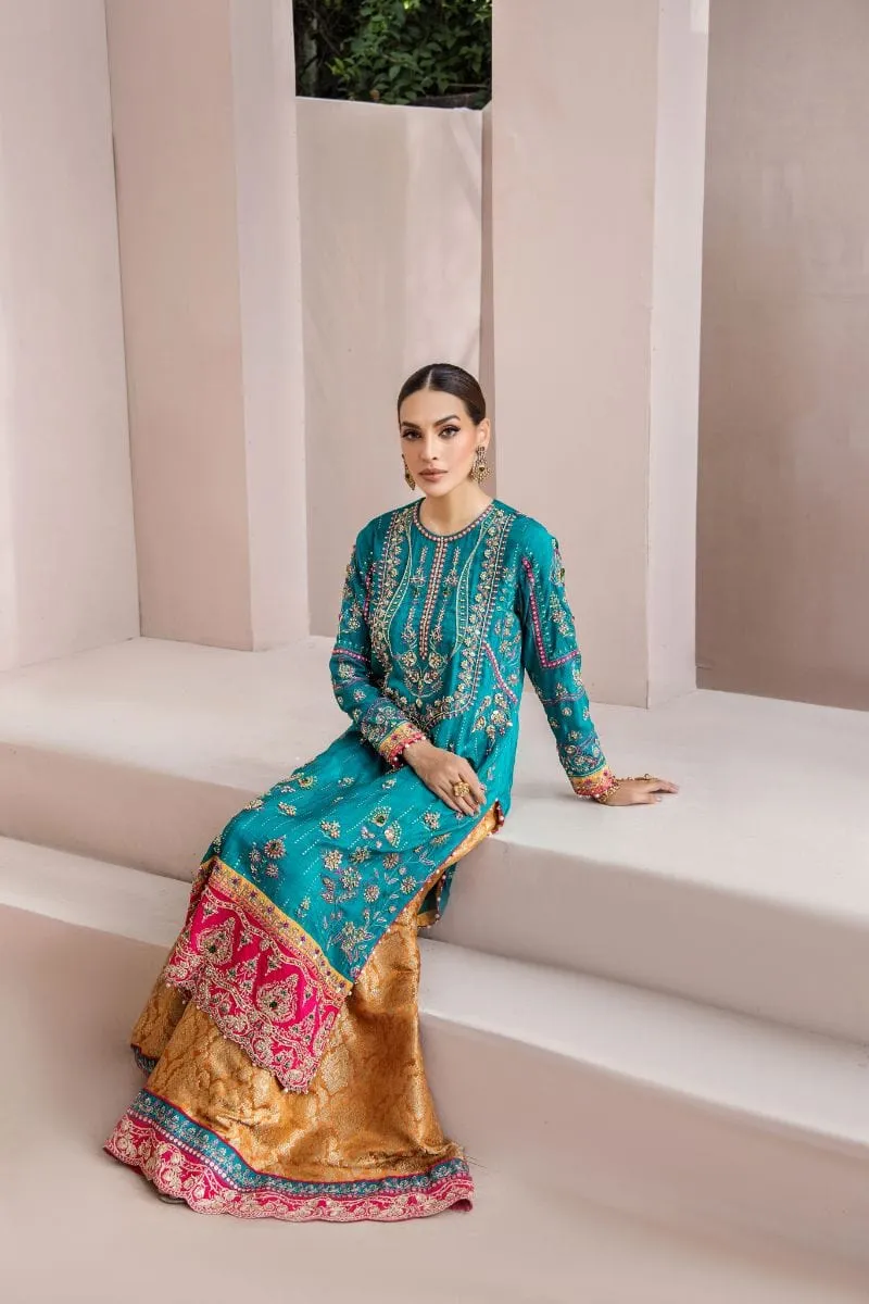 Malook - Zeenia - Silk - Emerald green - 3 Piece