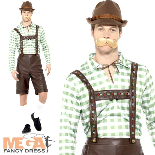 Men's Bavarian Beer Man German Oktoberfest Lederhosen Fancy Dress Costume