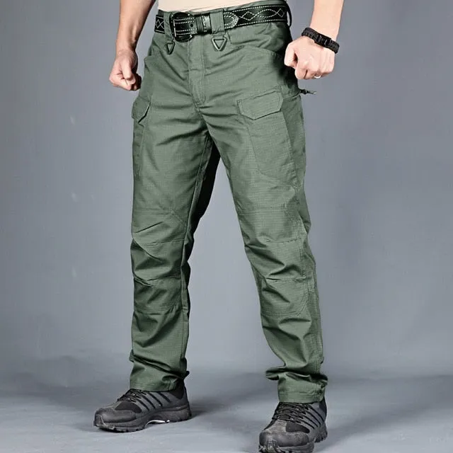 Mens Camouflage Cargo Pants Elastic Multiple Pocket  Military Male