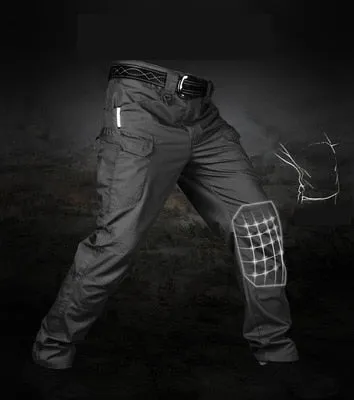 Mens Camouflage Cargo Pants Elastic Multiple Pocket  Military Male
