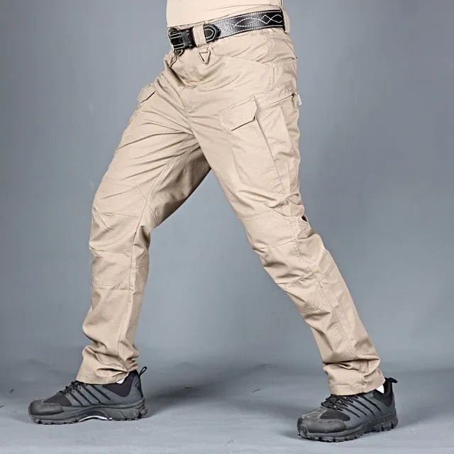 Mens Camouflage Cargo Pants Elastic Multiple Pocket  Military Male
