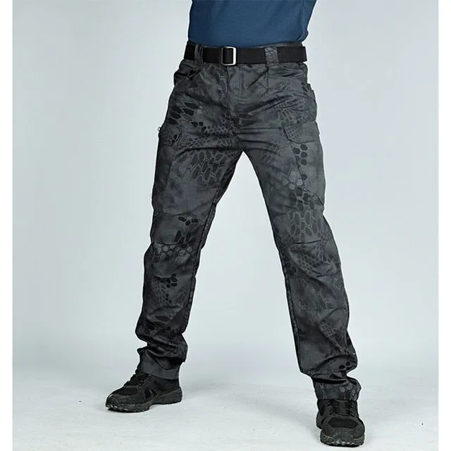 Mens Camouflage Cargo Pants Elastic Multiple Pocket  Military Male