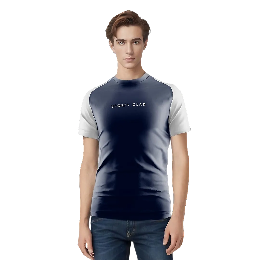 Men's Premium Cotton Blue / White Raglan Short Sleeve T-Shirt