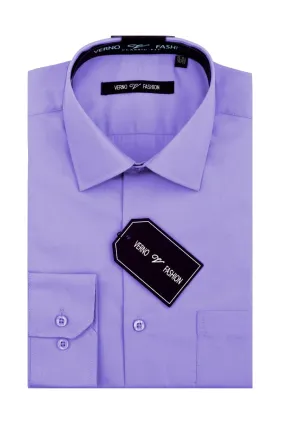 Men's Regular Fit Cotton Blend Dress Lavender Shirt