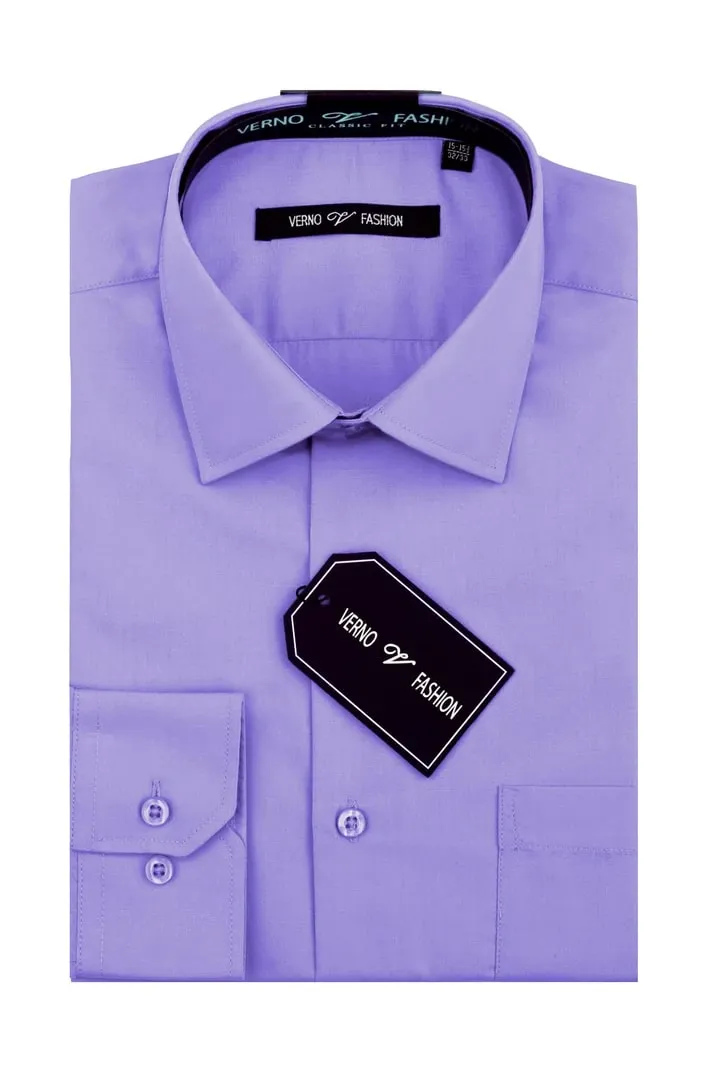 Men's Regular Fit Cotton Blend Dress Lavender Shirt