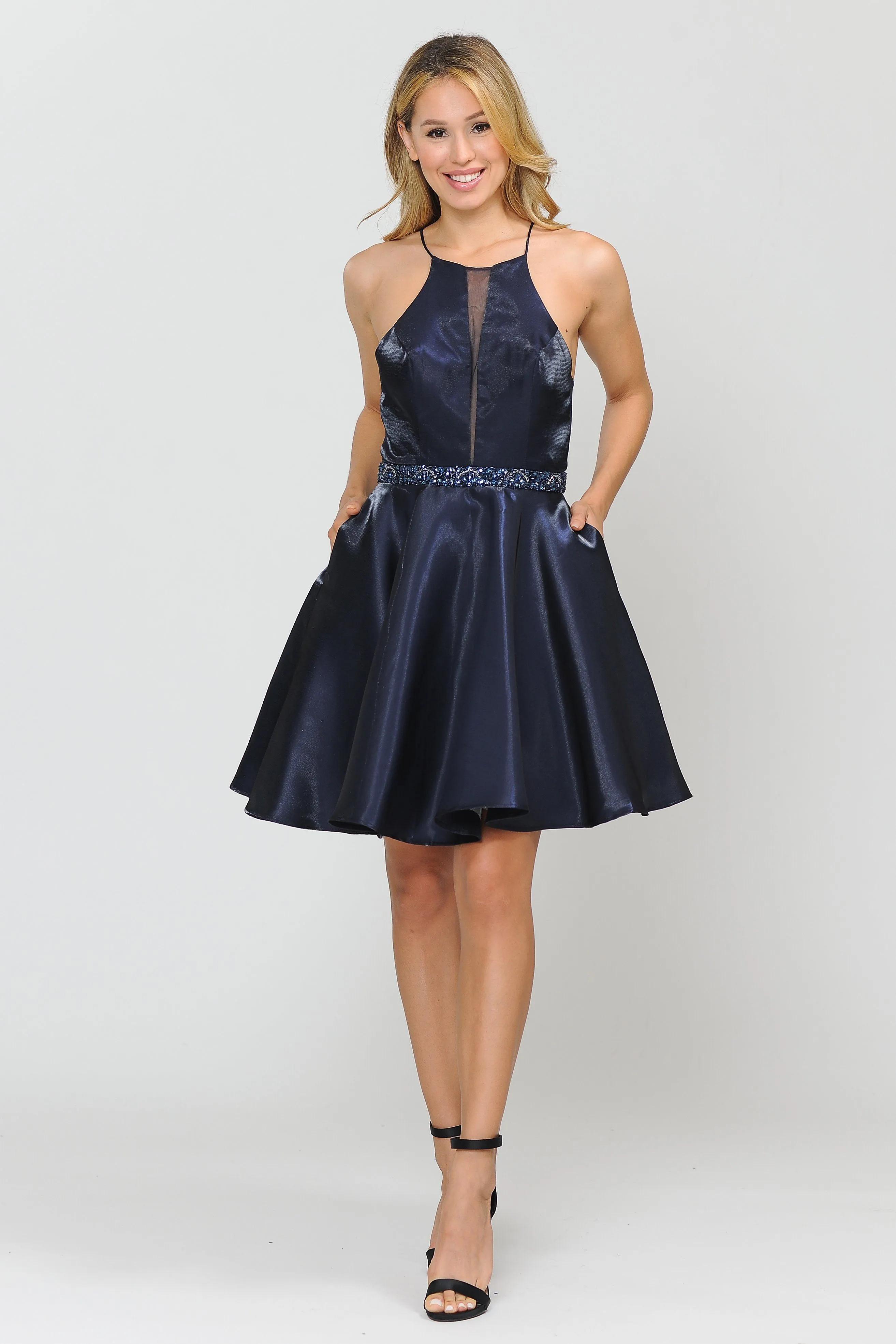 Metallic Knit Short A-Line Knee Length Dress by Poly USA 8236