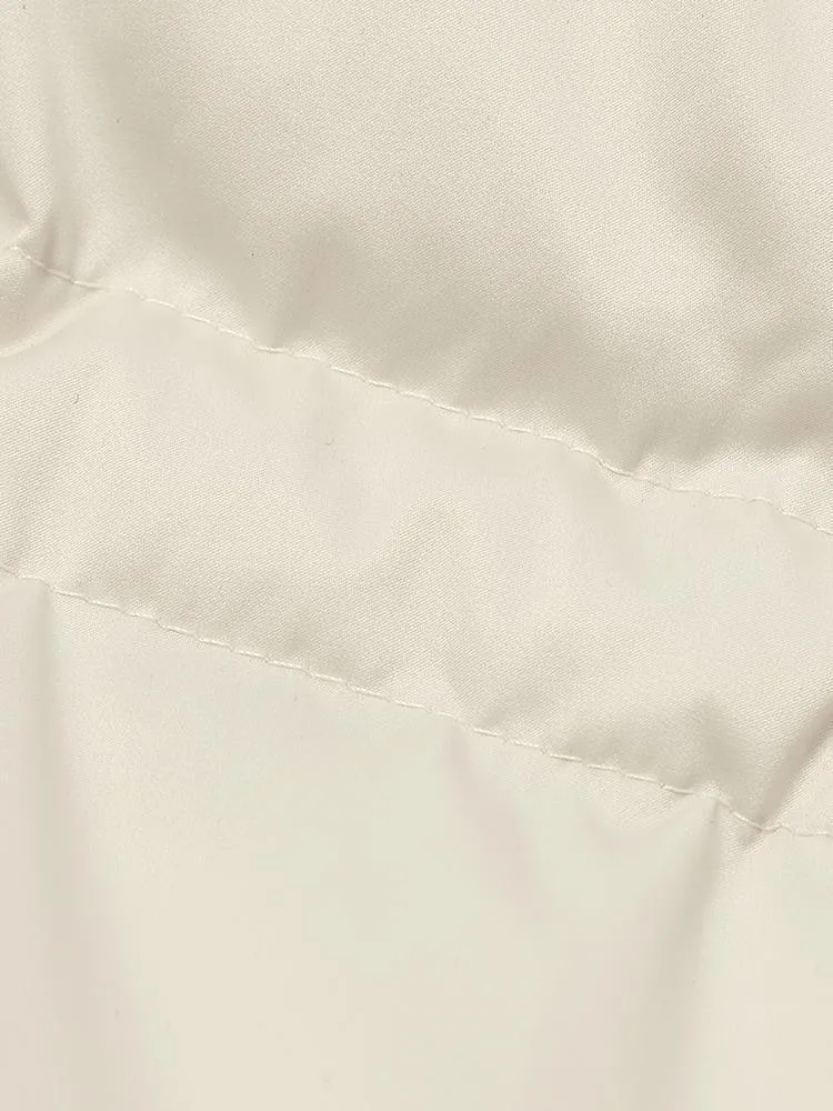 Mid-Length Stand Collar Ruched Goose Down Garment