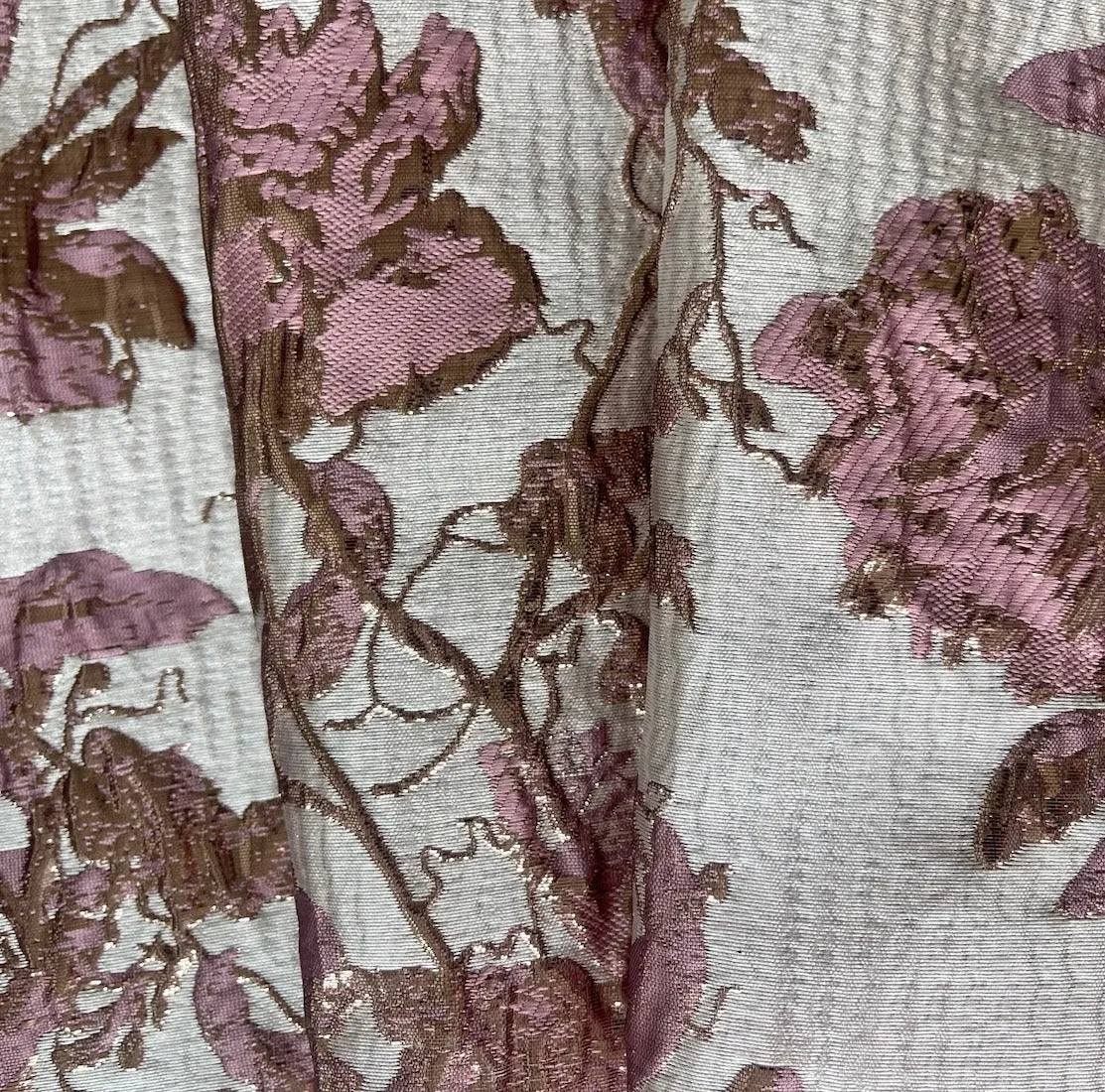 Mid-Weight Elegant Metallic Rose & Tan Polyester Brocade