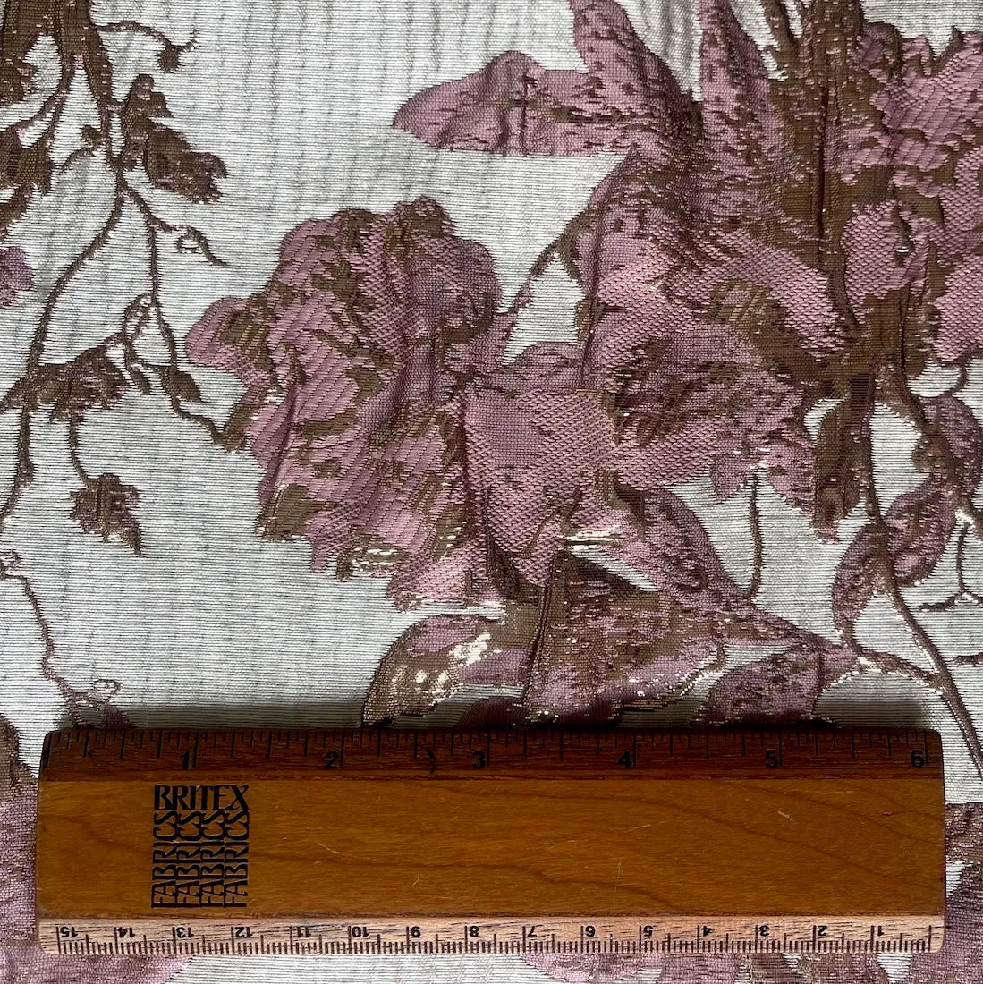 Mid-Weight Elegant Metallic Rose & Tan Polyester Brocade