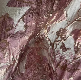 Mid-Weight Elegant Metallic Rose & Tan Polyester Brocade
