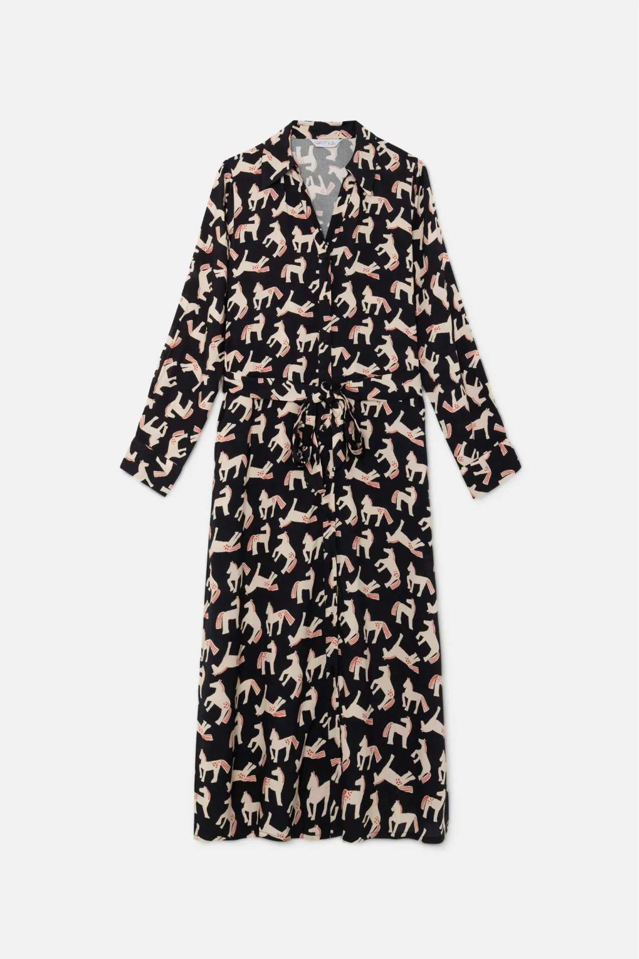 Midi Shirt Dress with Animal Print