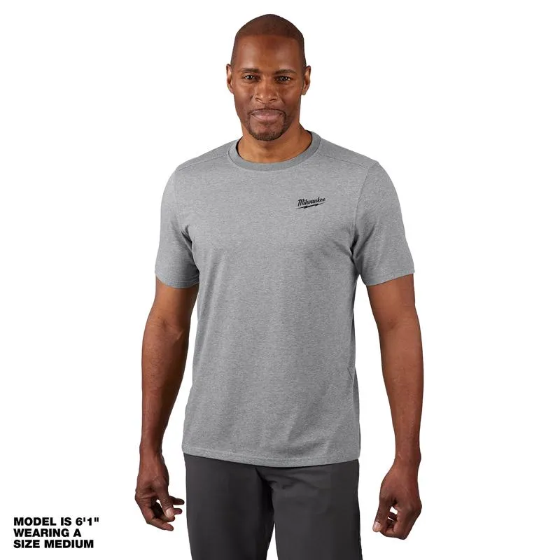 Milwaukee M Short Sleeve Men's Crew Neck Gray Hybrid Work Tee Shirt