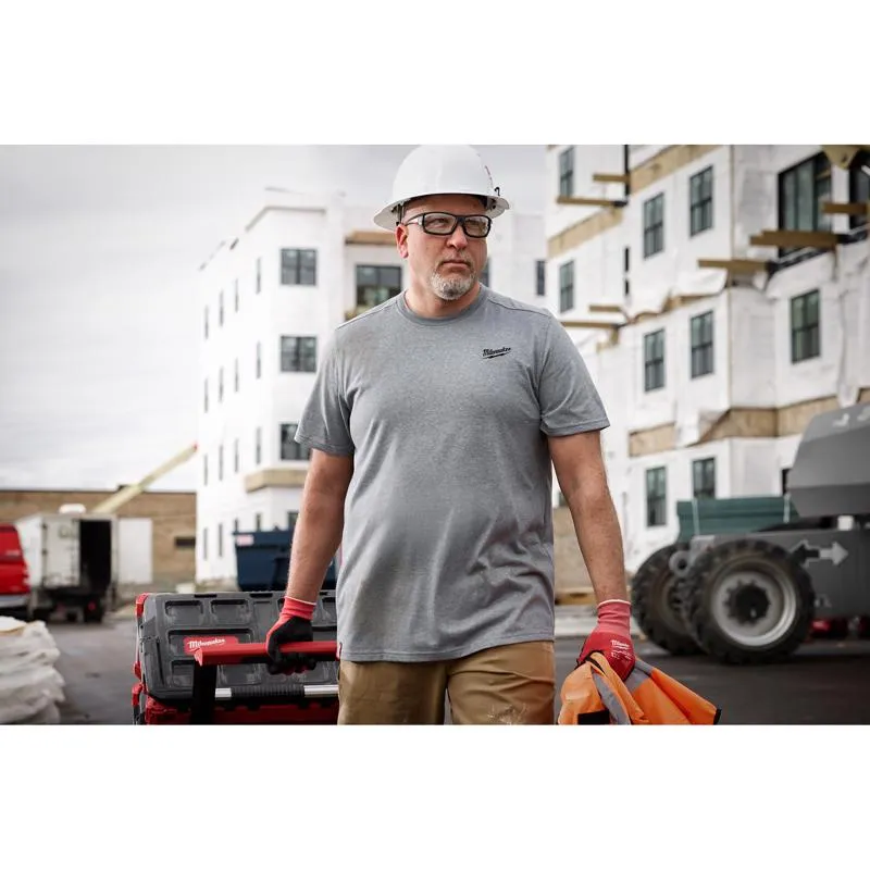 Milwaukee M Short Sleeve Men's Crew Neck Gray Hybrid Work Tee Shirt