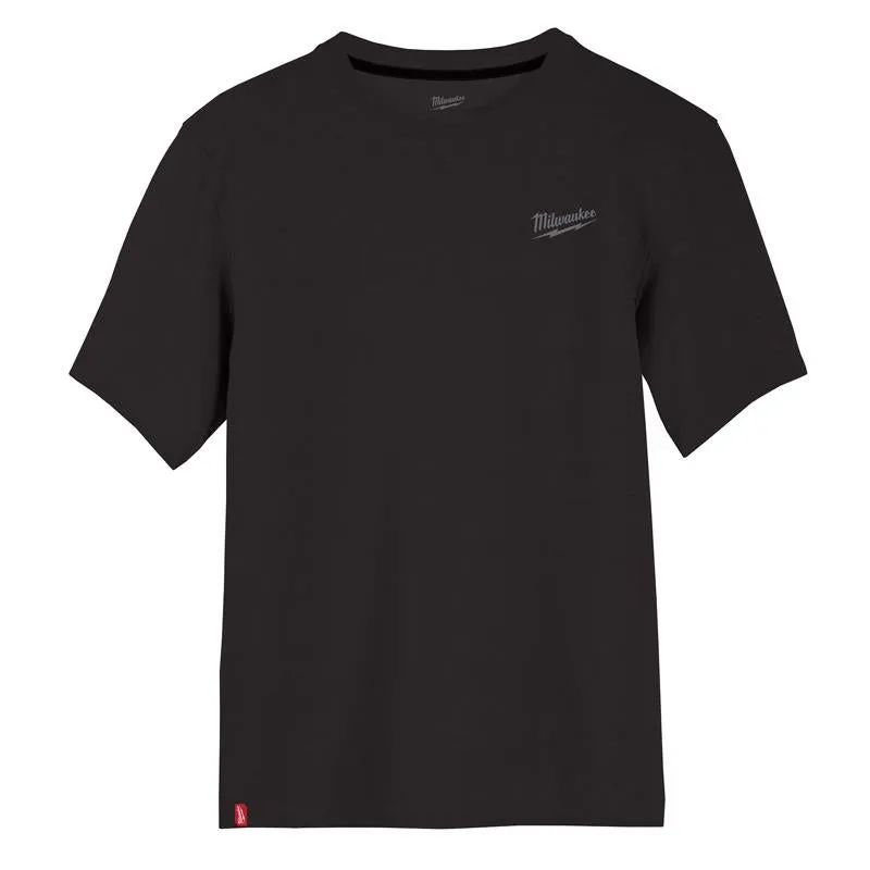Milwaukee XL Short Sleeve Men's Crew Neck Black Hybrid Work Tee Shirt