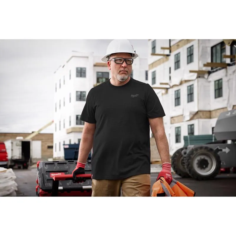 Milwaukee XL Short Sleeve Men's Crew Neck Black Hybrid Work Tee Shirt