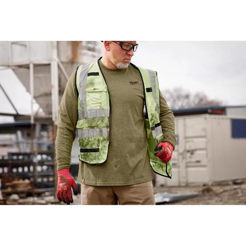 Milwaukee XXL Long Sleeve Men's Crew Neck Green Hybrid Work Tee Shirt