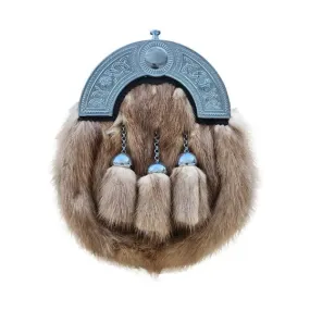 Mink Fur Chrome Celtic Cantle Leather Sporran