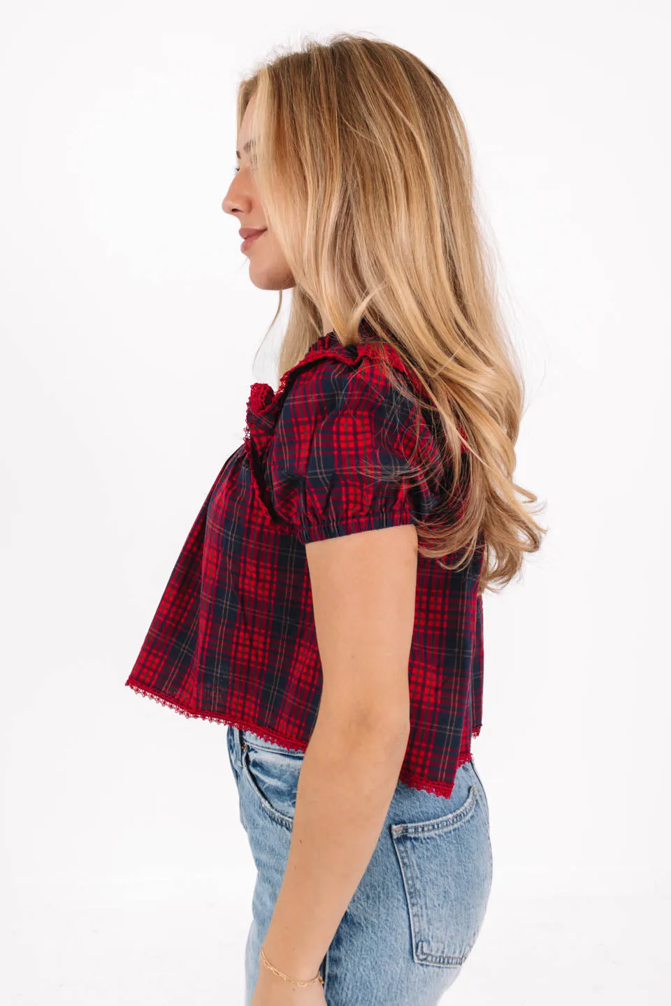 Mistletoe Magic Top - Red Plaid