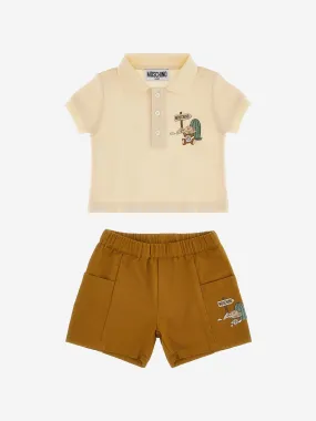 Moschino Baby Boys Polo Shirt And Shorts Set in Brown
