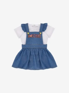 Moschino Baby Girls Dungaree Skirt Set in Blue