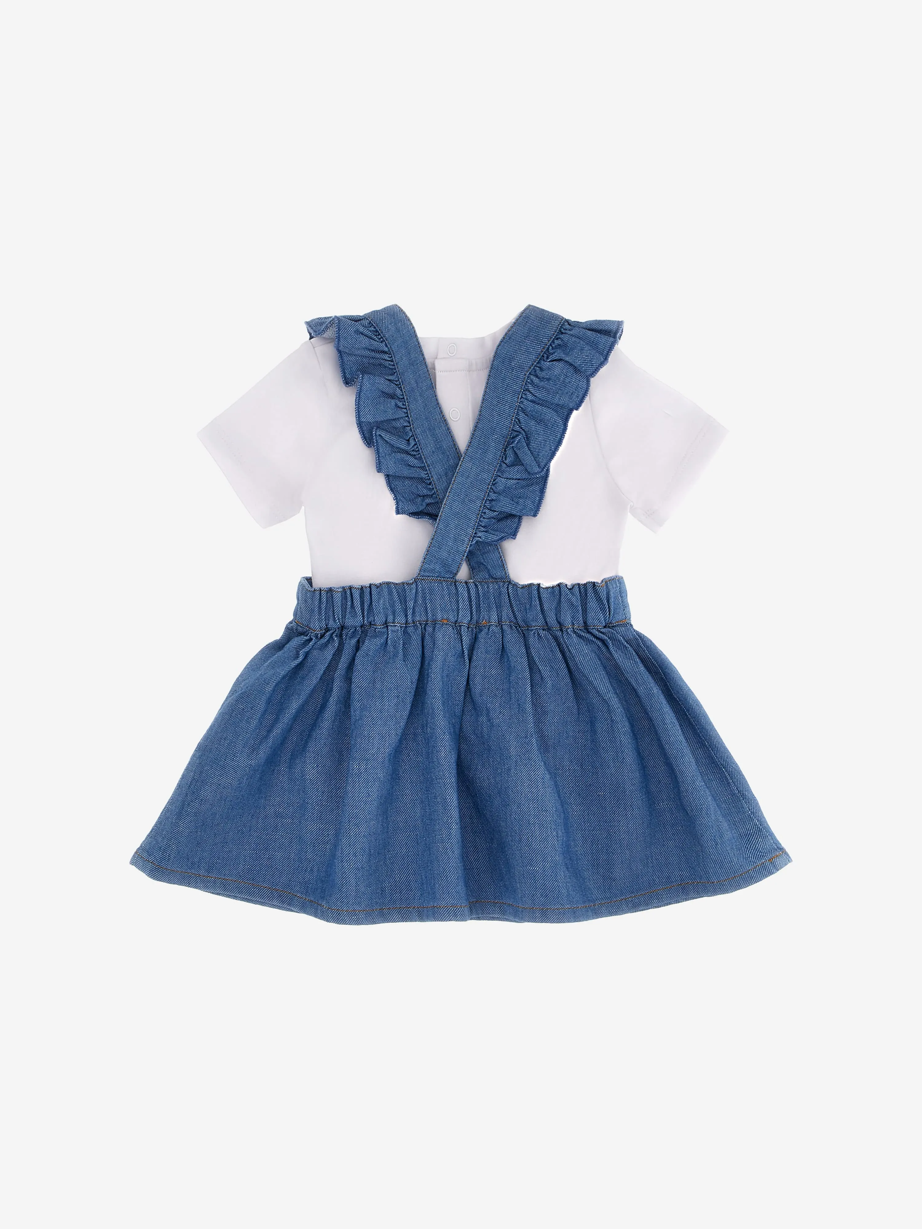 Moschino Baby Girls Dungaree Skirt Set in Blue