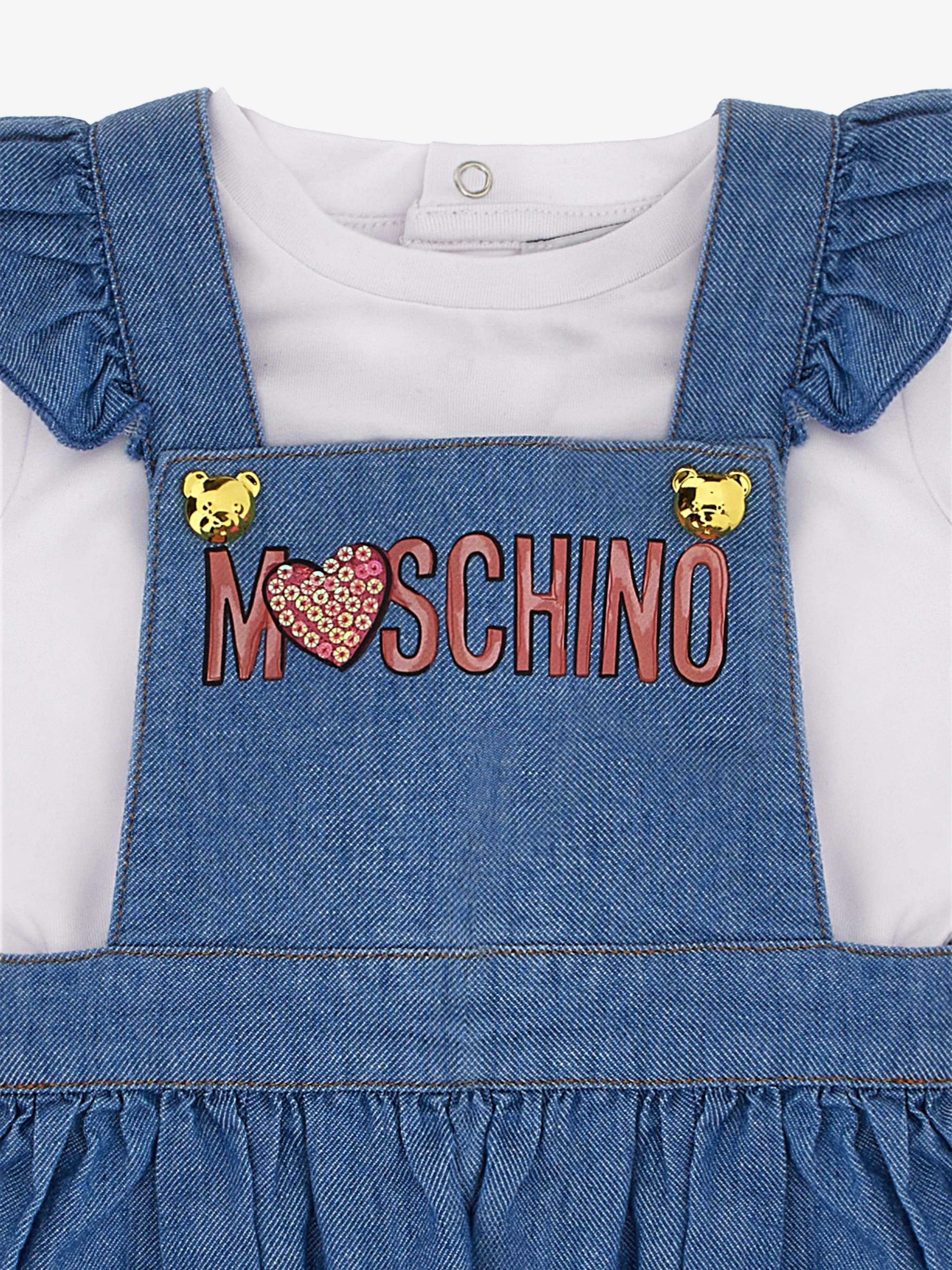 Moschino Baby Girls Dungaree Skirt Set in Blue