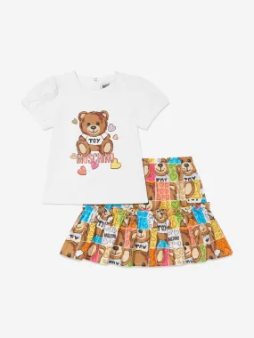 Moschino Baby Girls Teddy Bear Skirt Set in Multicolour