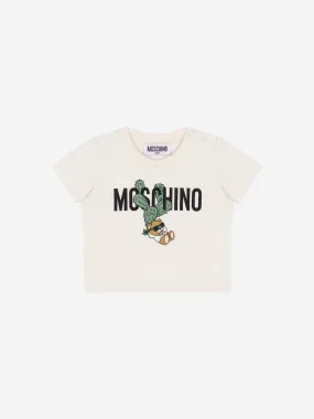 Moschino Baby Teddy Logo T-Shirt in Ivory