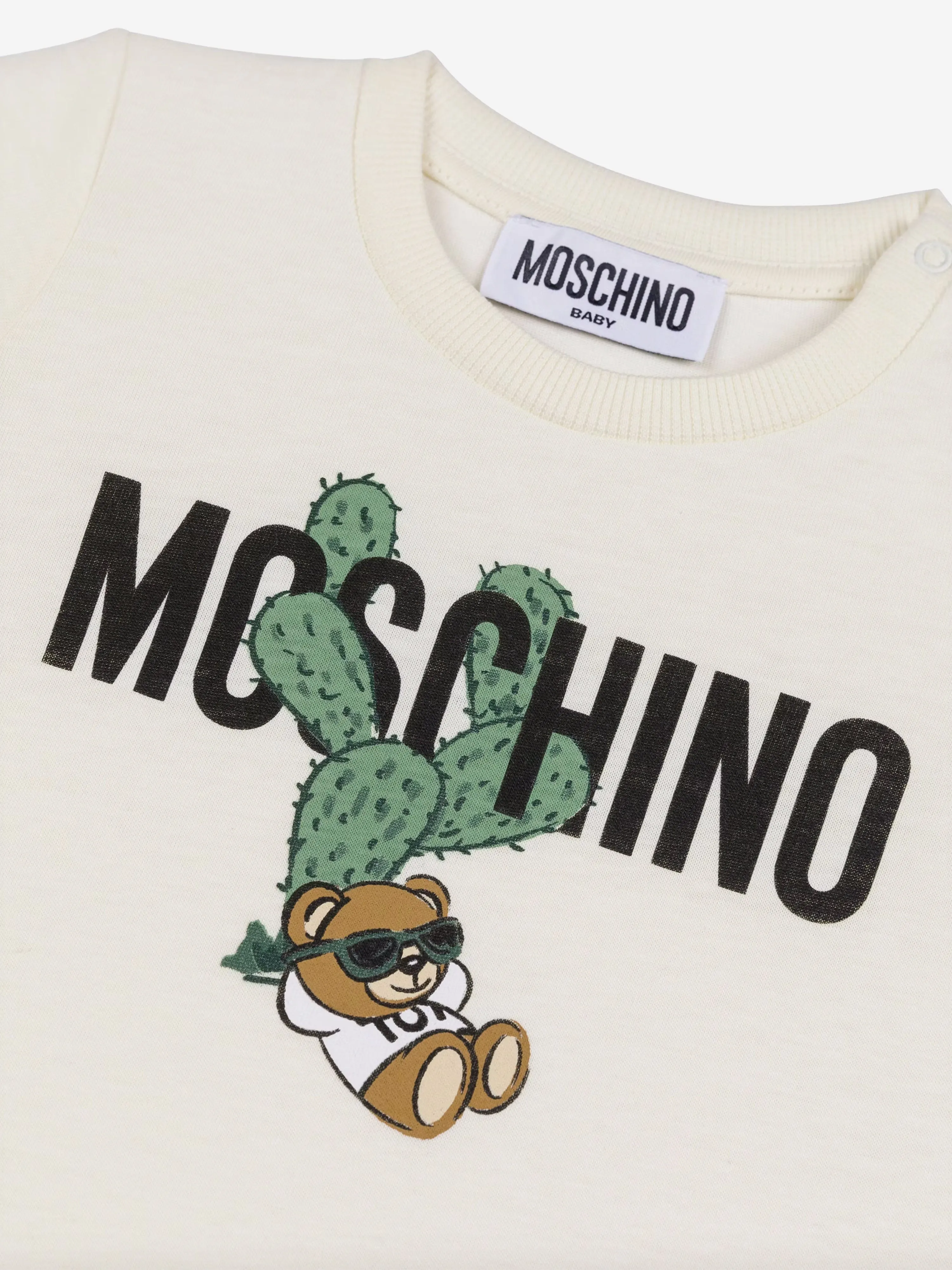 Moschino Baby Teddy Logo T-Shirt in Ivory