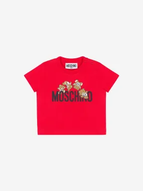 Moschino Baby Teddy Logo T-Shirt in Red