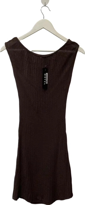 Motelrocks Brown Susannah Dress In Wide Rib Knit UK S