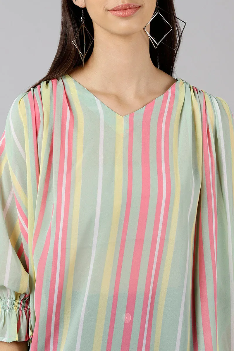 Multi Color Georgette Striped Top