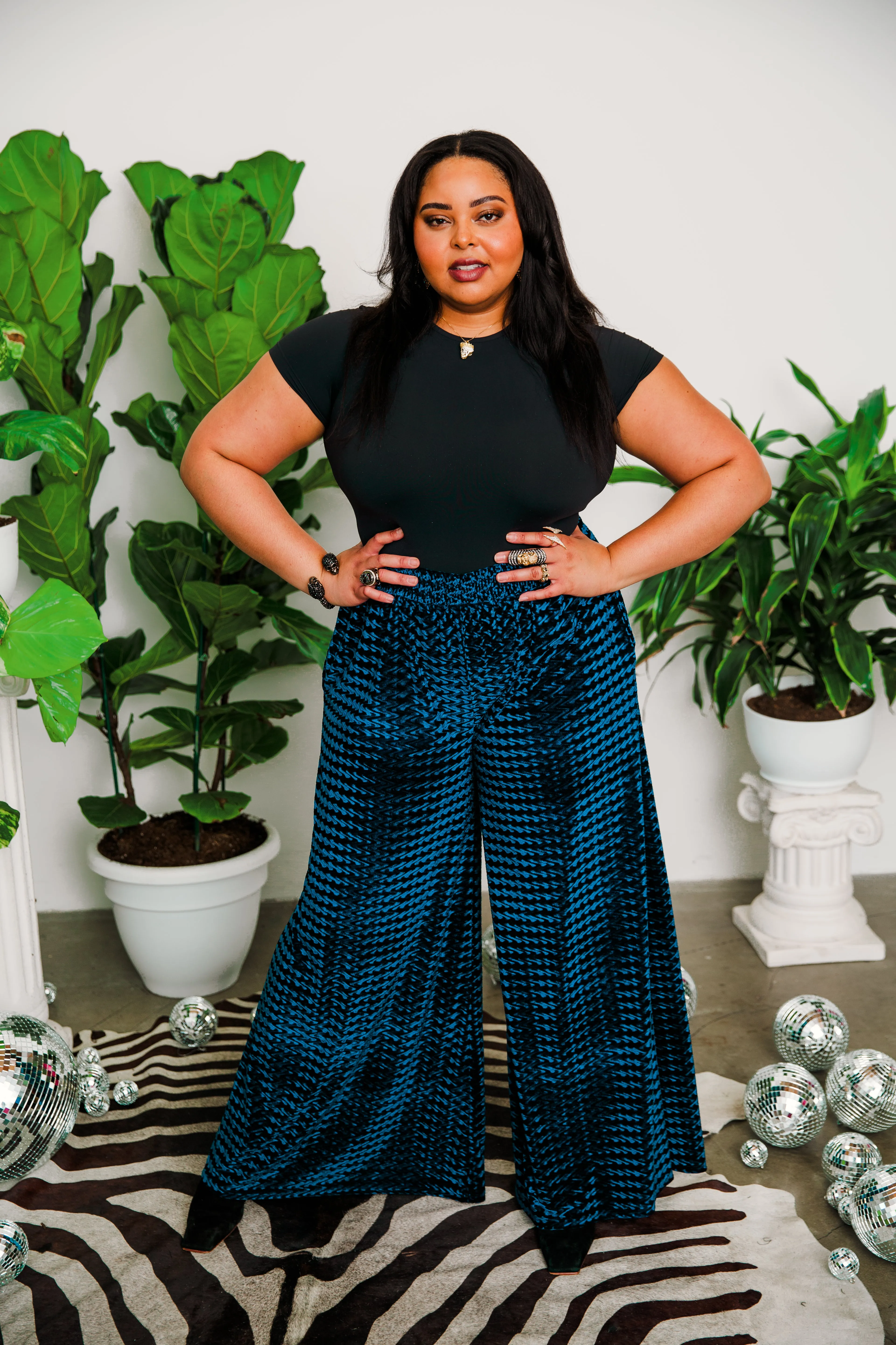 Muse Pants in “Zig Zag Velvet” Blue