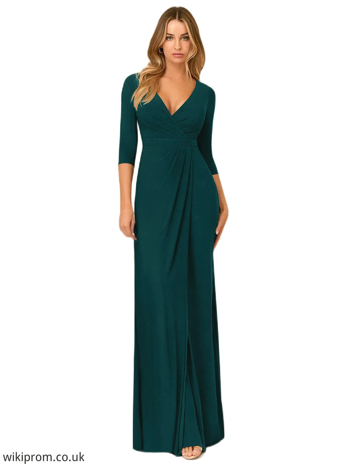 Nancy Sheath Pleated Luxe Knit Floor-Length Dress SWKP0019795