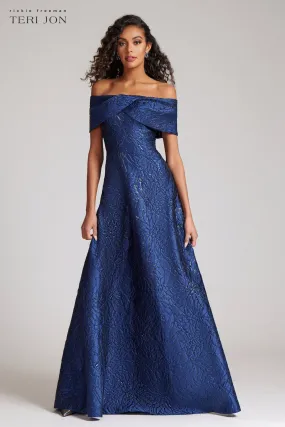 Off The Shoulder Portrait Metallic Jacquard A-Line