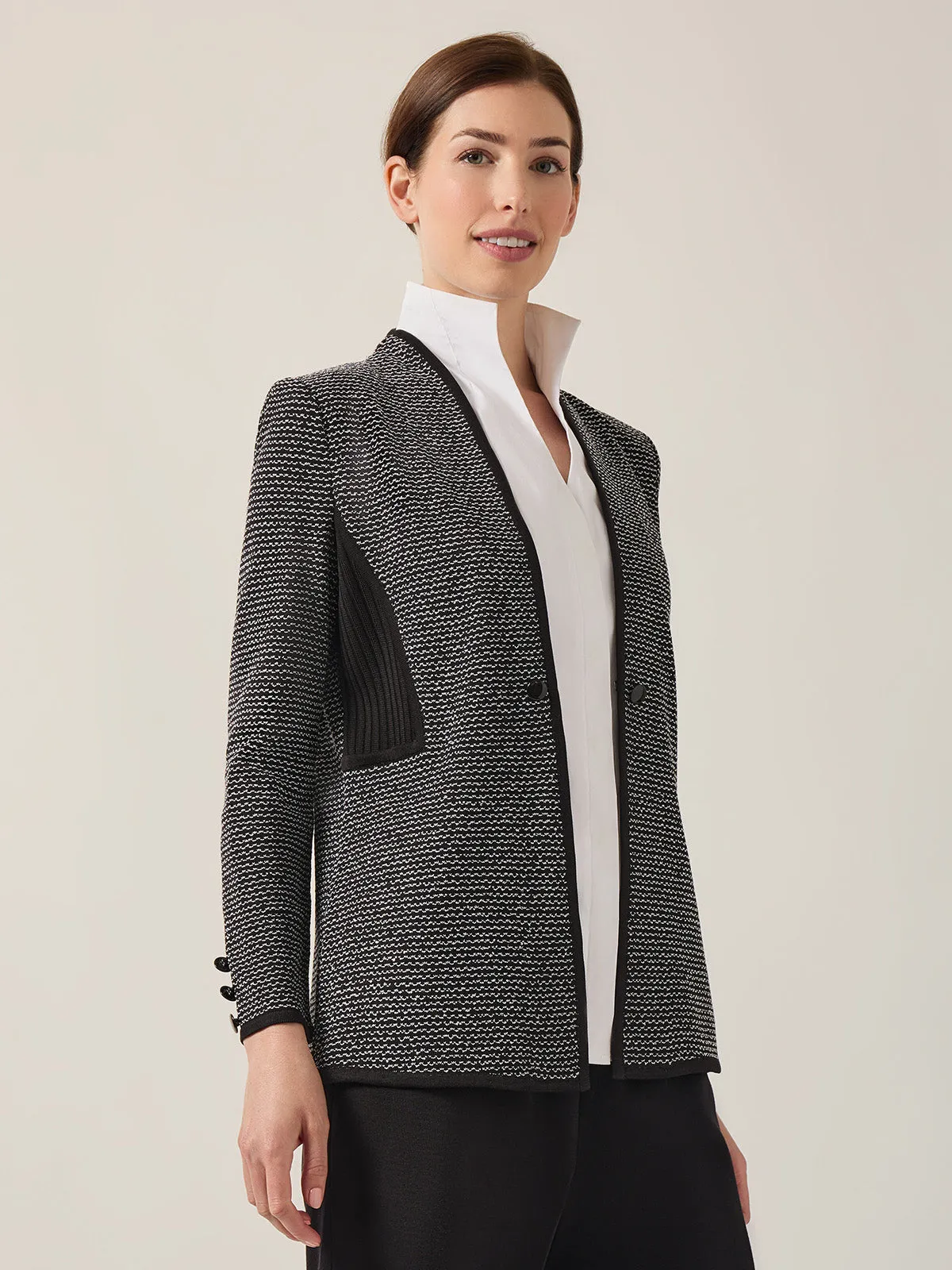 Open Neck Button Detail Blazer