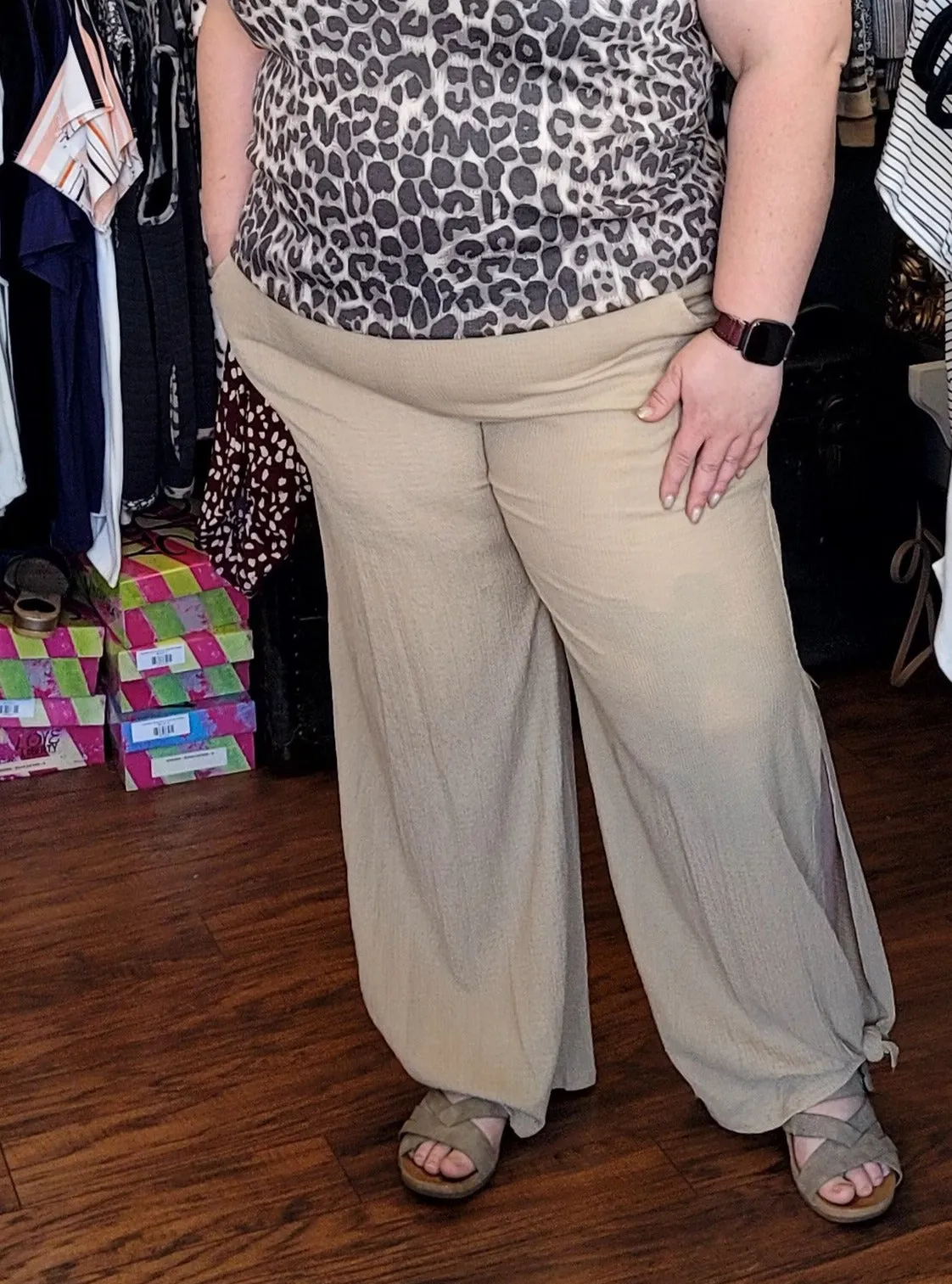 Our Favorite Tie Hem Slit Pants (PLUS)