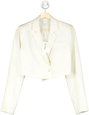 Pretty Lavish Oyster Breya Cropped Blazer UK 8
